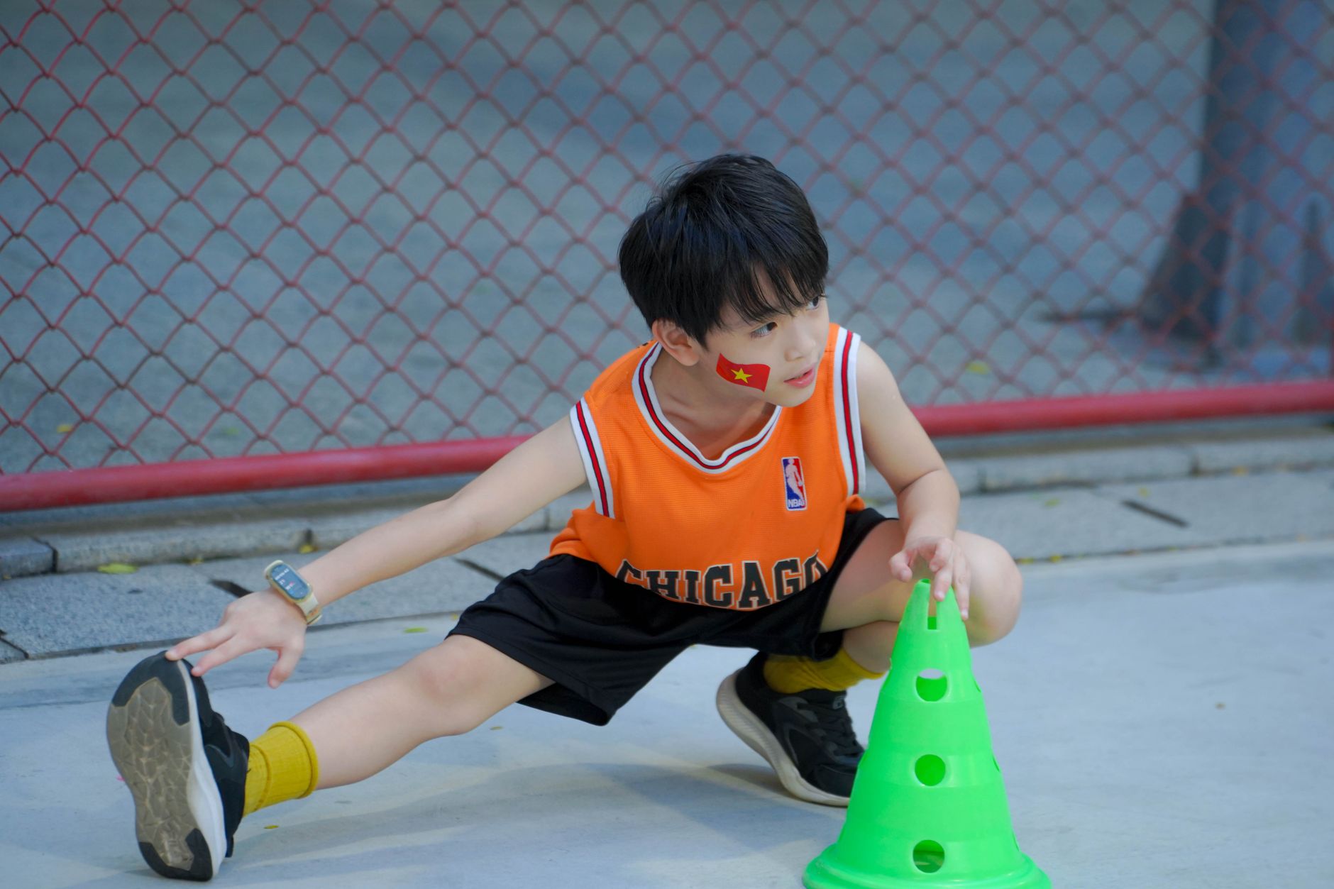 child wearing sports watch outdoor